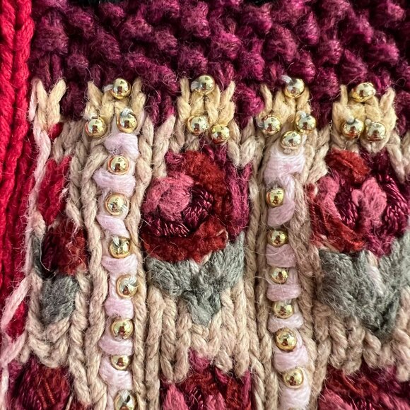 Vintage Slouchy Thick Knit Christmas Cardigan Grandma Chunky Fair Isle Large - Picture 14 of 15